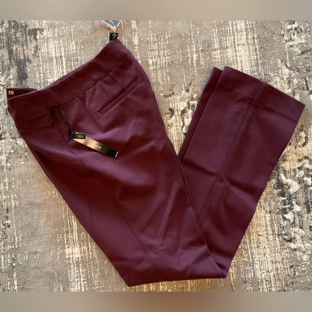 NWT White House Black Market Maroon Ponte Boot Cut Pant, Sz 6